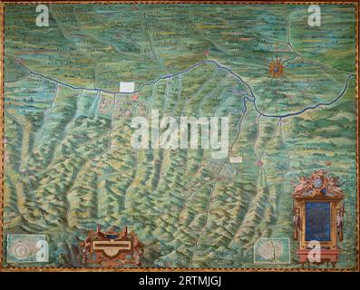 Mappe del mondo antico HQ – Mappa del Ducato di Parma e Piacenza 1581 Foto Stock