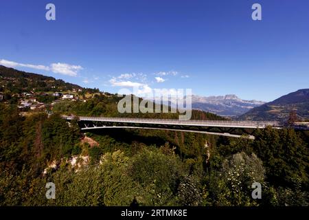 Pont du Mont-Blanc. Saint-Gervais les bains. Saint-Gervais Mont-Blanc. Francia. Foto Stock