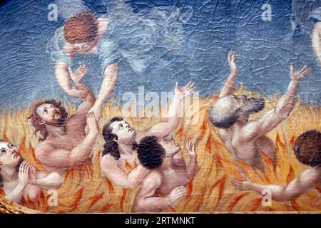 Il giudizio universale. Rappresentazione dell'inferno e della dannazione. Pittura. Santuario di Bom Jesus do Monte. Braga. Portogallo. Foto Stock