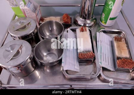 Centro medico tradizionale gestito da suore cattoliche domenicane. Agopuntura. Bien Hoa. Vietnam. Foto Stock