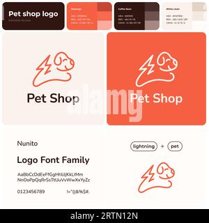 Logo aziendale linea arancione PET Shop Illustrazione Vettoriale