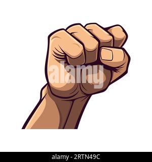 Gioca a pugni in stile piatto. Mano nel pugno isolato Illustrazione Vettoriale