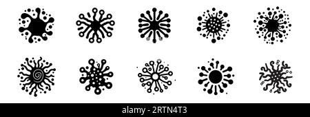 Insieme di icone di batteri, superbug e virus isolate Illustrazione Vettoriale