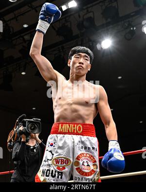 Tokyo, Giappone. 12 settembre 2023. Min-ho Jung della Corea del Sud prima dell'incontro WBO Asia Pacific Lightweight Title alla Korakuen Hall di Tokyo, in Giappone, il 12 settembre 2023. Credito: Hiroaki finito Yamaguchi/AFLO/Alamy Live News Foto Stock