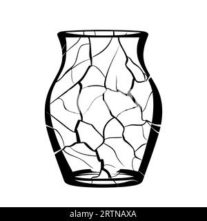 Tazza di vetro rotta per le bevande. Icona della tazza incrinata su sfondo bianco. Concetto di rifiuti di vetro. Illustrazione vettoriale Illustrazione Vettoriale