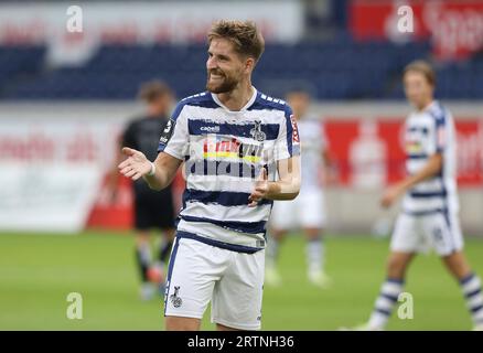 Firo: 08/25/2023, calcio, 3a lega, 3a Bundesliga, stagione 2023/2024, MSV Duisburg - SSV Ulm 1846 1:1 Kolja PUSCH, Duisburg, gesto Foto Stock