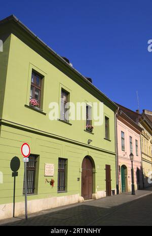 Case colorate nel quartiere del Castello, Budapest, Ungheria Foto Stock