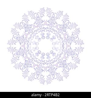 Design ornamentale in pizzo rotondo Mandala Spirit, isolamento vettoriale su sfondo bianco Illustrazione Vettoriale