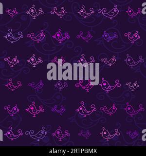 Sfondo vettoriale astratto pattern viola uccelli senza cuciture Illustrazione Vettoriale