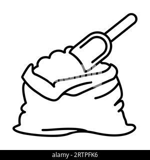 Contorno semplice del sacchetto per stracci con seghetti e icona vettoriale Illustrazione Vettoriale