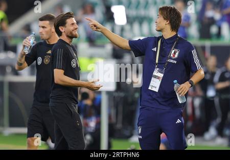 Wolfsburg, Deutschland. 9 settembre 2023. Firo: 09.09.2023 calcio, calcio, nazionale maschile 2023/2024, test match Germania - Giappone jonas Hofmann e Ko Itakura credito: dpa/Alamy Live News Foto Stock