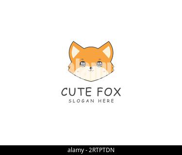 Grazioso modello vettoriale con logo Fox Face. Grazioso logo Fox Face.. Design con logo in stile Abstract Fox Illustrazione Vettoriale