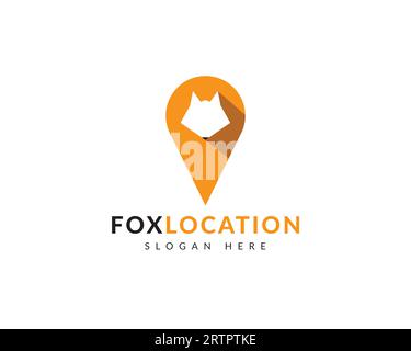 Logo del puntatore della mappa. Icona del puntatore della mappa. Logo vettoriale dei marcatori della mappa. Logo minimale della location Fox Illustrazione Vettoriale