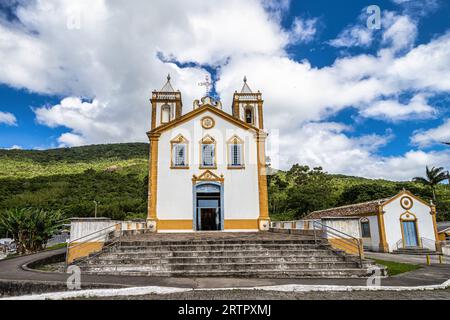 Chiesa di Nossa Senhora da Lapa, architettura acoriana, patrimonio storico, fondata nel 1806 nel quartiere di Ribeirao da Ilha, città di Florianopolis, s Foto Stock