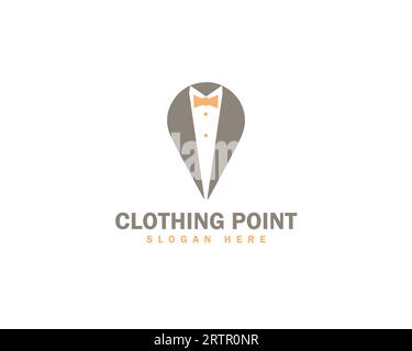Modello vettoriale di disegno del logo Tuxedo. Design con logo Groom. Icona del logo Clothing Point Creative Illustrazione Vettoriale