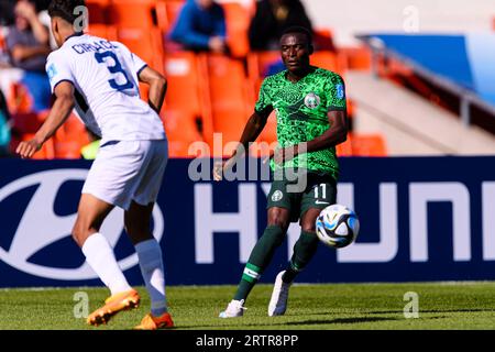 Mendoza, Argentina. 21 maggio 2023. Estadio Malvinas Argentinas Mendoza, Argentina - 21 maggio: Ibrahim Muhammad della Nigeria passa il pallone durante la Coppa del mondo FIFA Under-20 Argentina 2023 gruppo D partita tra Nigeria e Repubblica Dominicana all'Estadio Malvinas Argentinas il 21 maggio 2023 a Mendoza, Argentina. (Foto di SPP) (Eurasia Sport Images/SPP) credito: SPP Sport Press Photo. /Alamy Live News Foto Stock