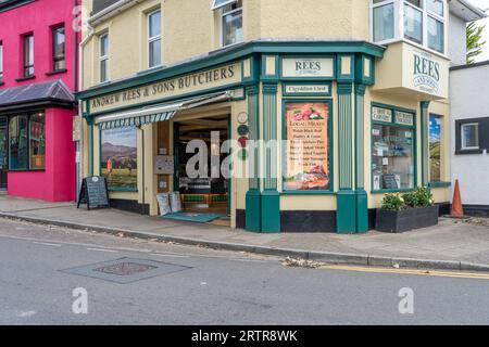 Macelleria tradizionale, Narbeth, Pembrokeshire, West Wales Foto Stock