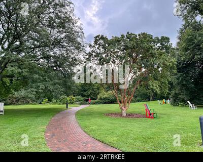 Giardini presso il Wave Hill Public Garden and Cultural Center, Riverdale, New York, USA. Foto Stock