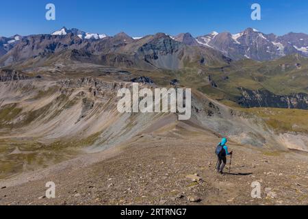 Vista panoramica con Grossglockner, Carinzia, passeggiate Foto Stock