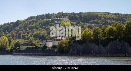 Vista del Kaeppele, visita della Vergine Maria, chiesa di pellegrinaggio, costruita da Balthasar Neumann, fiume meno, Wuerzburg, bassa Franconia Foto Stock