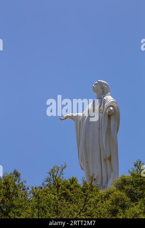 Santiago del Cile, Cile, 28 novembre 2015: Statua della Vergine Maria sul Cerro San Cristoba, progettata da Luigi Poletti ed è un'opera di Giuseppe Obici Foto Stock