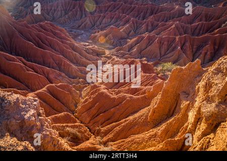 Le colline rosse di Tatacoa Desert bagnato dal sole in Huila, Colombia Foto Stock