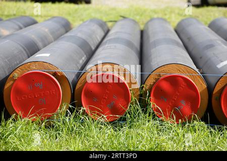 Tubi per teleriscaldamento, transizione energetica, Germania Foto Stock