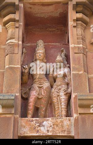 Statua del dio indiano nel tempio Tanjore brigadeeswara india Tamil Nadu Foto Stock