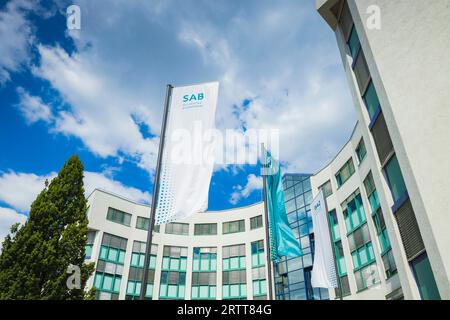 La Saechsische Aufbaubank - Foerderbank -, o SAB in breve, è stata fondata nel 1991 ed è l'istituzione statale per lo sviluppo del libero Stato di Foto Stock