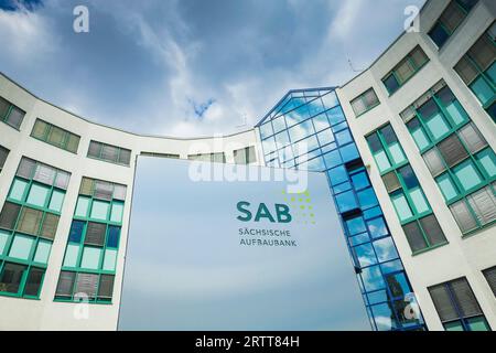 La Saechsische Aufbaubank - Foerderbank -, o SAB in breve, è stata fondata nel 1991 ed è l'istituzione statale per lo sviluppo del libero Stato di Foto Stock