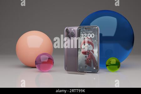 Mockup in vetro temperato per telefono. rendering 3d. Foto Stock