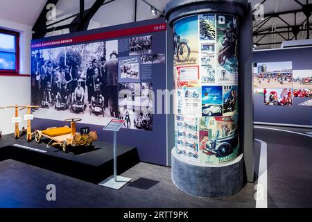 DEU Saxony Hohenstein-Ernstthal (C Sylvio Dittrich +49 1772156417) Museo del tessile e delle corse Hohenstein-Ernstthal, mostra di corse sul Foto Stock