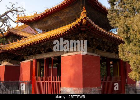 Tradizionale giardino cinese nella proprieta' della famiglia Kong nella citta' di Qufu lrivestita nella provincia di Shandong in Cina. Foto Stock