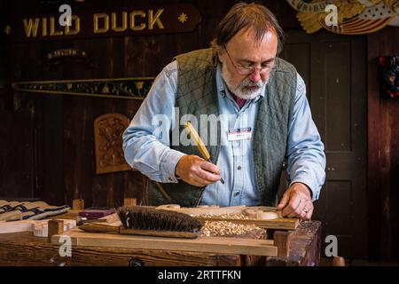 Segno Carver Mystic Seaport   Mystic, Connecticut, Stati Uniti d'America Foto Stock