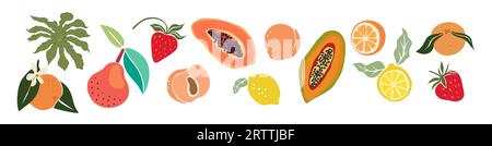 Frutta astratta disegnata a mano con isolamento vettoriale. Illustrazione Vettoriale