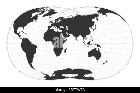 Mappa vettoriale del mondo utilizzando la proiezione tri-ottimale Laskowski. Illustrazione Vettoriale