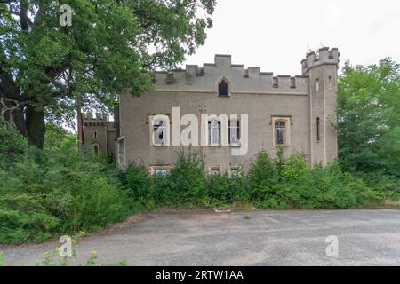 Resti della Slesia Windsor - Palazzo della Sibilla a Szczodre, Polonia. Foto Stock