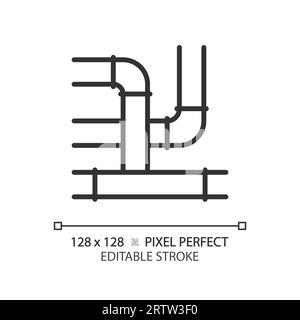 Icona di pipeline nera lineare sottile 2D personalizzabile Illustrazione Vettoriale