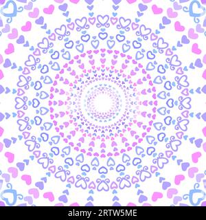 Sfondo composto da cuori in colori diversi, texture circolare Illustrazione Vettoriale