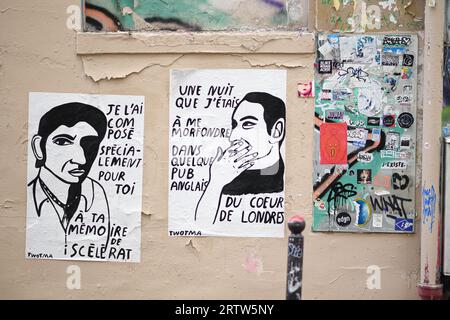 Parigi, Francia. 14 settembre 2023. Illustrazione della facciata della casa di Serge Gainsbourg "Maison Gainsbourg", situata in rue de Verneuil a Parigi, che apre le sue porte al pubblico il 20 settembre, trasformata in un museo. Parigi, Francia, il 14 settembre 2023. Foto di Lionel Urman/ABACAPRESS.COM Credit: Abaca Press/Alamy Live News Foto Stock