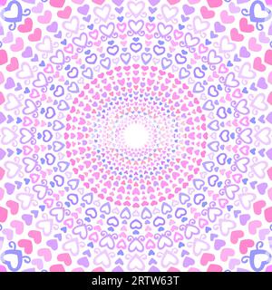 Sfondo composto da cuori in colori diversi, texture circolare Illustrazione Vettoriale