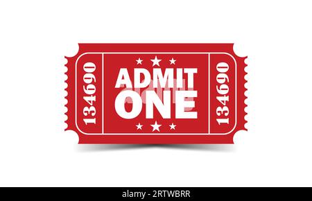 Icona Ammetti un ticket. Illustrazione vettoriale isolata su sfondo bianco. Ideale per cinema, teatro, concerti, spettacoli, feste, evento, festival. Illustrazione Vettoriale