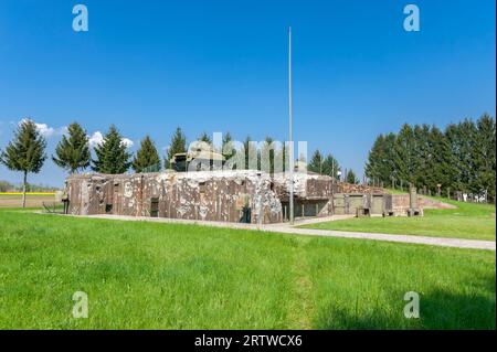 Esch casemate come parte dell'ex Maginot Line. Qui bunker con carri M4 Sherman, Hatten, Alsazia, Francia, Europa Foto Stock