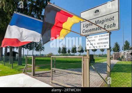 Area d'ingresso al casemate di Esch come parte dell'ex linea Maginot, Hatten, Alsazia, Francia, Europa Foto Stock