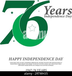 illustrazione vettoriale. Pakistan Azadi Mubarak, calligrafia 76 anni di indipendenza del Pakistan. Illustrazione Vettoriale