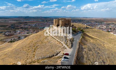 Vista del castello di la Muela nel comune di Consuegra, Spagna Foto Stock