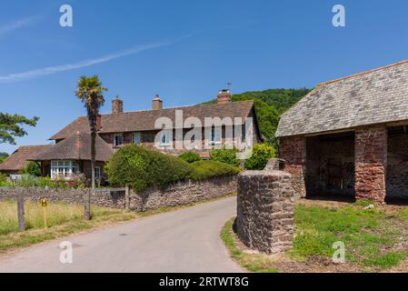 Brandish Street Farm nel borgo di Brandish Street vicino ad Allerford nel Parco Nazionale Exmoor, Somerset, Inghilterra. Foto Stock