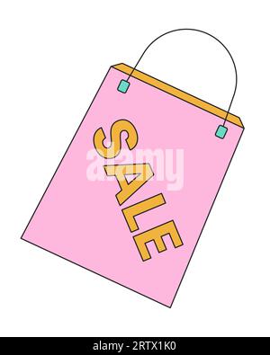 Adesivo marketing cartone animato lineare 2D Sales boutique bag Illustrazione Vettoriale