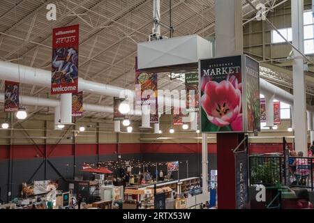 Kitchener, ONTARIO, Canada-26 agosto 2023: Mercato agricolo locale. Foto Stock