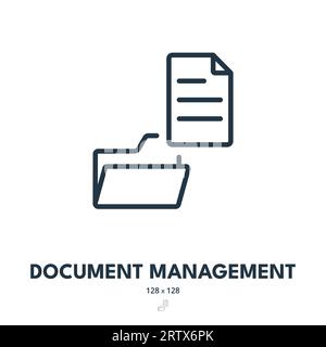 Icona Gestione documenti. Archivio, documentazione, flusso di lavoro. Tratto modificabile. Icona vettore semplice Illustrazione Vettoriale